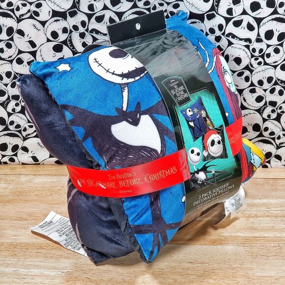 Nightmare Before Christmas Jack & Sally Plush 12 x 12 Pillows 2 Piece Set NWT - Picture 4 of 9